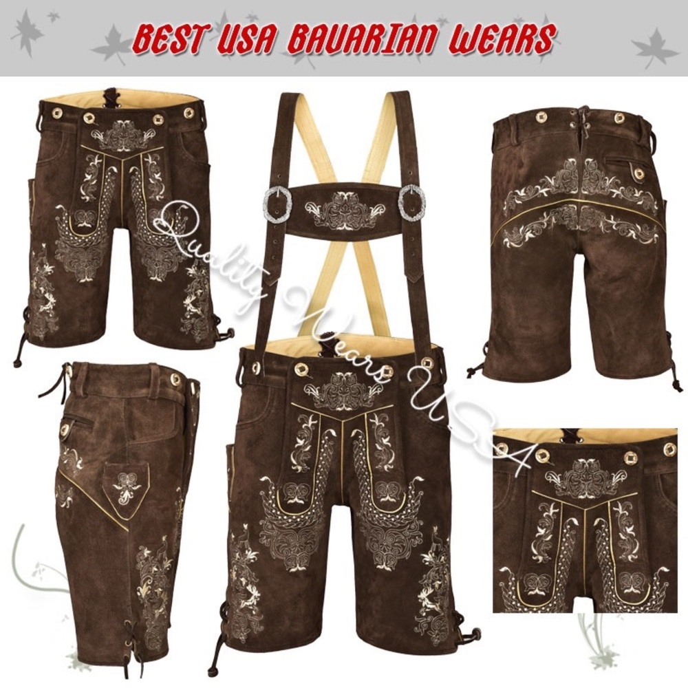 Men Oktoberfest Authentic lederhosen shorts Style 1